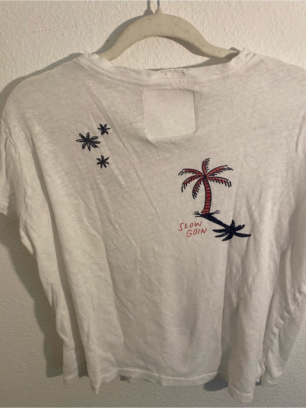MOTHER White Short Sleeve Tee with Red & Navy Tropical Prints - Picture 5 of 5